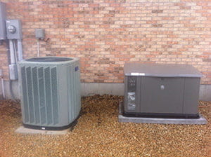 Two generators are setup at the backyard of the house 